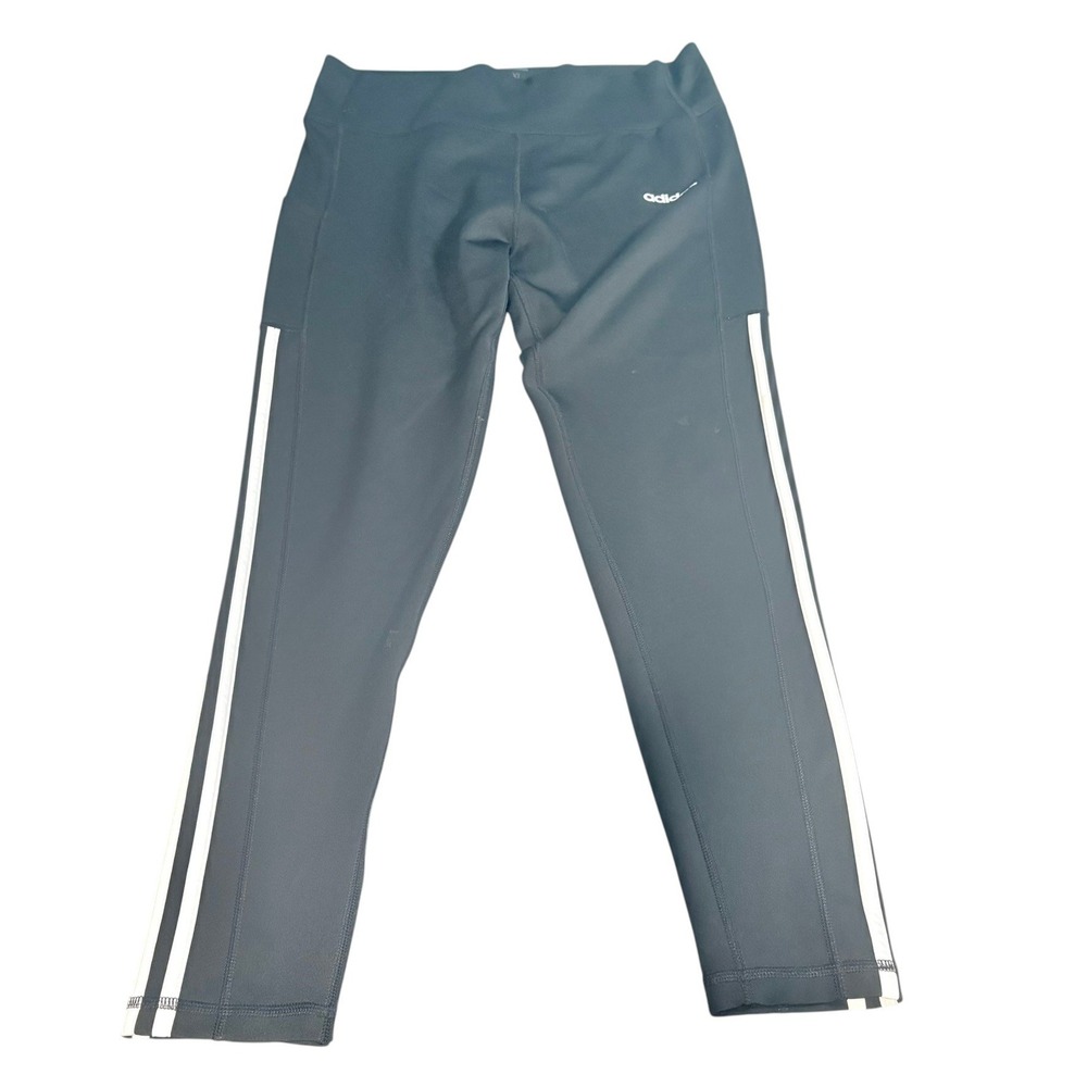 Adidas Leggings XL Black Climalite 3-Stripe Athletic Tights High Rise